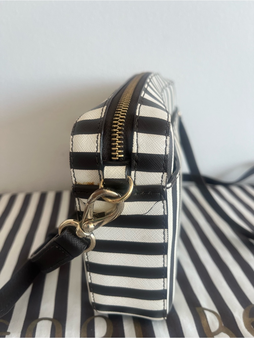 henri bendel Black & White Vertical Stripe Belt Bag - Picture 2 of 7